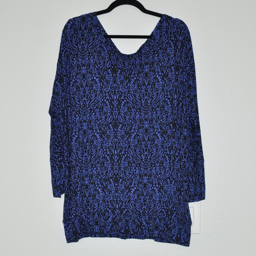 Soma purple print back detail tunic XL.